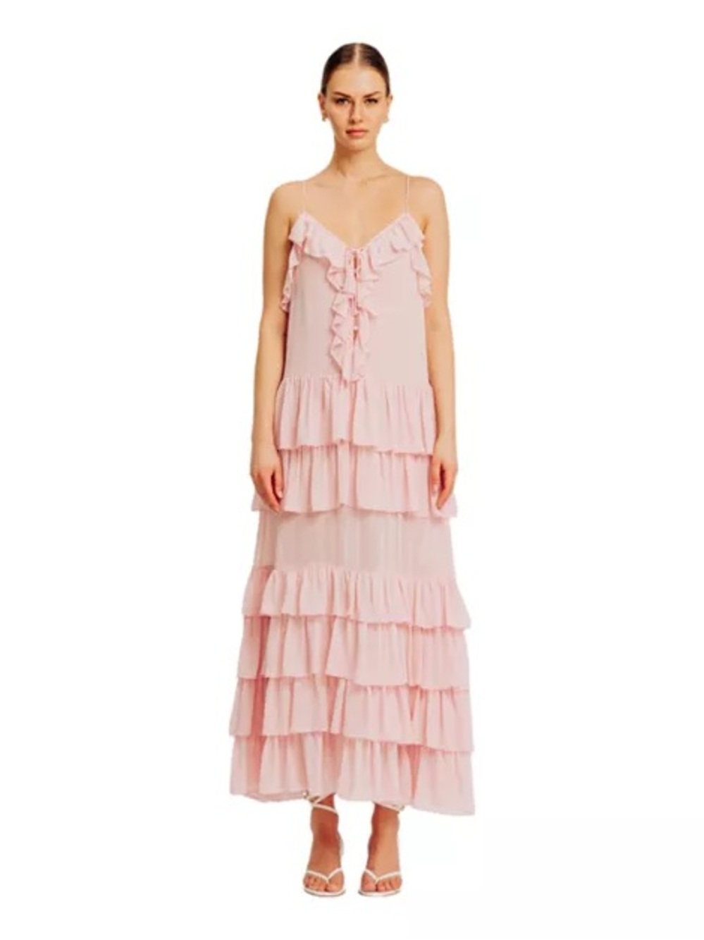Torn by Ronny Kobo Orcadia Dress Tiered Maxi Romantic Ruffle Sz M nwt - Picture 1 of 5